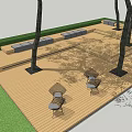 Rooftop Garden With Lush Trees Wooden Deck Benches And People Enjoying