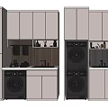 Modern Bathroom Cabinet Design With Storage Cabinets Countertop And Washing Machine