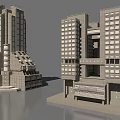 Modern Architectural Models of Tall Buildings with Geometric Structures and Glass Facades