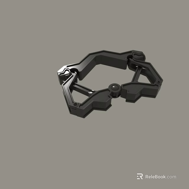 Black Metal Mechanical Part With Geometric Structure And Connector Components 3d model