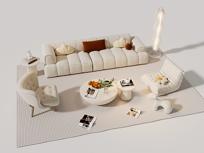 Cream style sofa coffee table combination living room sofa coffee table combination leisure sofa carpet model