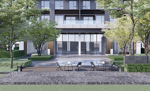 Modern Courtyard Residential District House Landscape Home Landscape Forest Rest Outdoor Seat 3d model