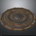 Round Wooden Shield with Metal Dragon Design and Rope Edging Details