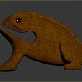 Golden Frog Sculpture Stylized Design With Textured Surface And Sitting Posture