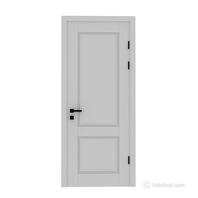 Modern White Hinged Door With Sleek Design And Black Hardware Details 3d model 