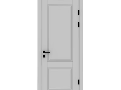 Modern White Hinged Door With Sleek Design And Black Hardware Details 3d model
