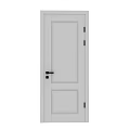 Modern White Hinged Door With Sleek Design And Black Hardware Details
