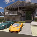 SimplicCity Hostel Modern Architecture With Green Wall And Parked Sports Cars