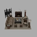 Modern Living Room Sofa Coffee Table Set With Fireplace Armchairs And Room Divider