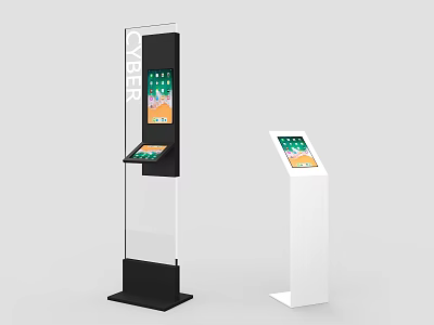 Standing Digital Billboard With Black And White Base And Information Display Screen 3d model