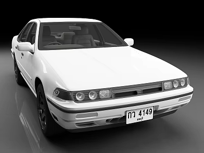 White Classic Sedan With Round Headlights Shiny Exterior And Vintage Design 3d model