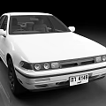 White Classic Sedan With Round Headlights Shiny Exterior And Vintage Design