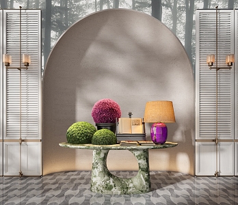 CCD Hotel End View Table Ornaments Floral Moss Combination Tree Table Lamp Floral Moss Ball Table 3d model