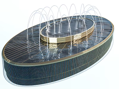 Decorative Circular Garden Ornament Fountain With Multiple Water Jets For Outdoor Landscape 3d model