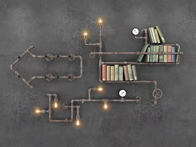 Industrial LOFT Bookshelf Decorative Bookshelf 3d model