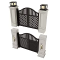 Black Swing Doors With Decorative Lattice Design White Pillars And Lanterns