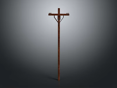 Outdoor Light With Vintage Design On Wooden Utility Pole And Crossbar 3d model