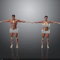 Male and Female Human Anatomical Models with Visible Organs Hair and Detailed Muscle Structure