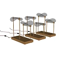 Pair of Elegant Modern Table Lamps with Brass Base and Glass Shade Design