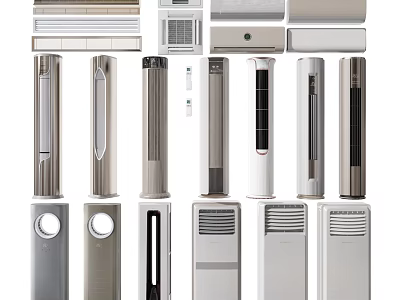 Various Types of Air Conditioner Fans With Modern Standing and Wall Designs 3d model