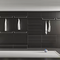 Modern Black Wardrobe Interior With Hanging Rods Shelves And White Clothes Storage