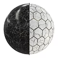 Decorative Sphere With Black And White Marble Texture Hexagonal Pattern And Gold Dividing Lines 3d model