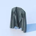 Stylish Green Wool Blend Coat With Lapel Collar And Single Breasted Design 3d model