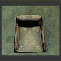 Elegant Green Armchair with Gold Patterns Red Arms and Legs on Green Rug