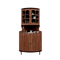 Wooden Wine Cabinet With Glass Doors And Storage For Wine Glasses And Bottles