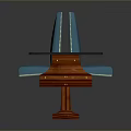 Modern Teal Leather Public Chair With Wooden Arms And Stitched Details