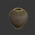 Brownish Purple Clay Vase With Textured Surface And Blue Tag On Dark Background