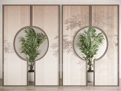 New Chinese Style Screen Partition Bamboo Painting Screen Partition 3d model