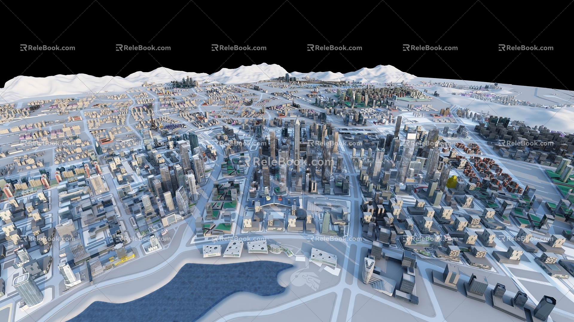 Aerial view of city, city planning, city building 3d model