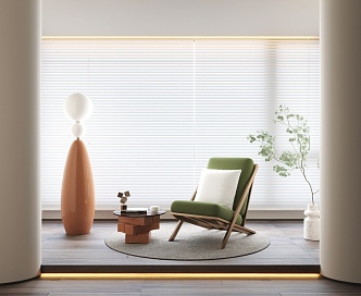 Leisure Chair Modern Leisure Chair Leisure Chair Combination Dream Curtain Modern Floor Lamp Modern Green Plant 3d model