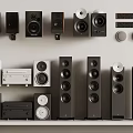 Different Styles of Audio Speakers and Home Sound System Components on