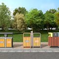 Public Park Waste Bins With Different Colors For Recycling And Classification