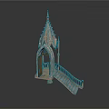 Gothic Style Pavilion Architecture With Spire Arched Door And Staircase