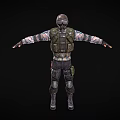 Game Movie Character In Tactical Gear With Helmet Knee Pads And Camo Arms