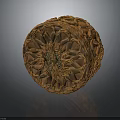 Brown Woven Spherical Household Item With Intricate Circular Pattern And Smooth Surface
