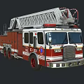 Red and White Fire Truck with Extended Ladder for Emergency Rescue Operations