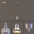 Modern Metal Chandelier With Cylindrical Top Structural Support And Transparent Shade For Bright Lighting