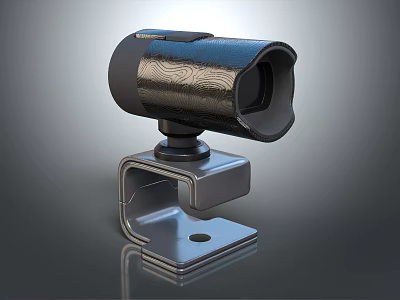 Modern Design Black Webcam With Leather Texture Metal Clip Mount Stable Desktop Base 3d model