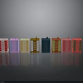 Colorful Multi Storey Building Models With Windows And Reflections On Gray Background