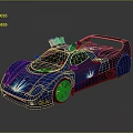 Blue Sporty Race Car With Sleek Aerodynamic Body Rooftop Turbines And Illuminated Accents