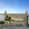 Elegant Garden Landscape With Lush Trees Outdoor Seating Water Feature And Paved Patio