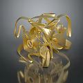 Modern Abstract Gold Metal Furniture With Curved Lines And Reflective Surface