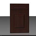 Dark Brown Wooden Cabinet Swing Door With Decorative Carvings For Kitchen