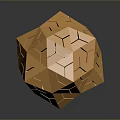 Golden Geometric Polyhedron Design With Detailed Lines And Reflective Surface