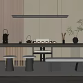 Modern Tea Table and Chair Tea Table and Chair Combination 3d model