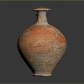 Ancient Clay Jar With Rustic Orange Brown Texture Handle And Lid 3d model